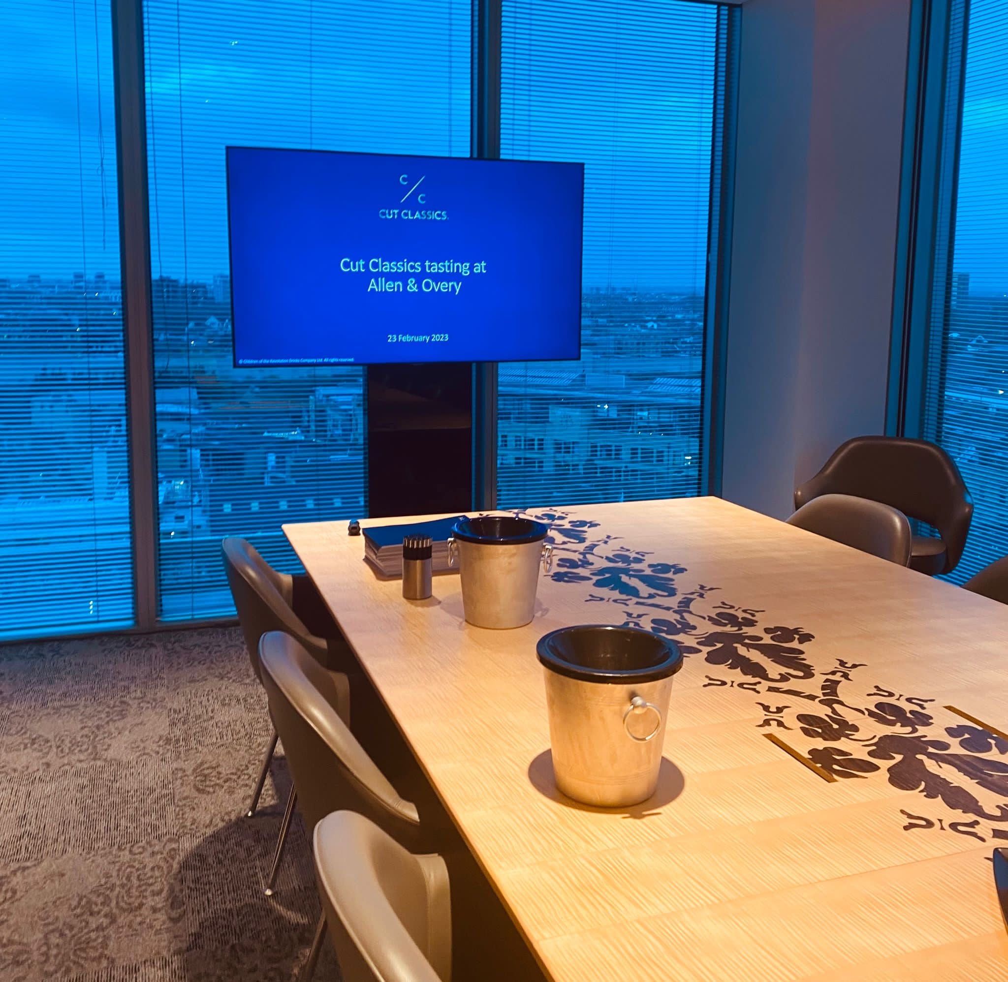 Cut Classics corporate hospitality tasting at Magic Circle law firm offices in London